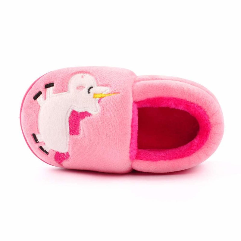 ESTAMICO Girls Plush Warm Slippers Cute Animal Kids Winter Indoor Outdoor House Shoes, Pink 7-8 Toddler - Image 3